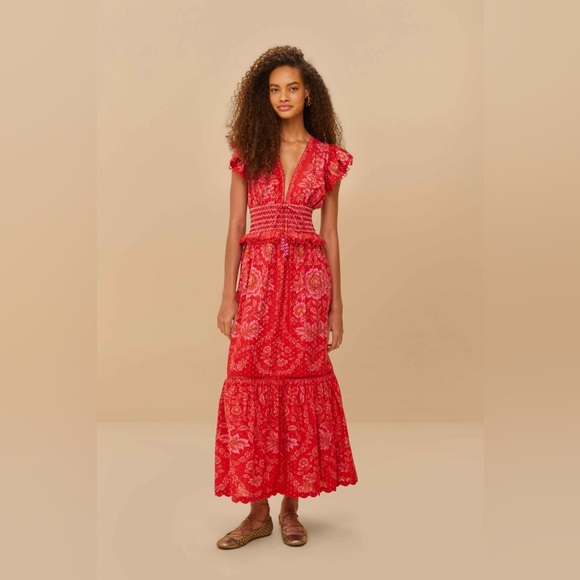 FARM Rio Dresses & Skirts - FARM Rio Red Olivia Lace Maxi Dress NWT - XL